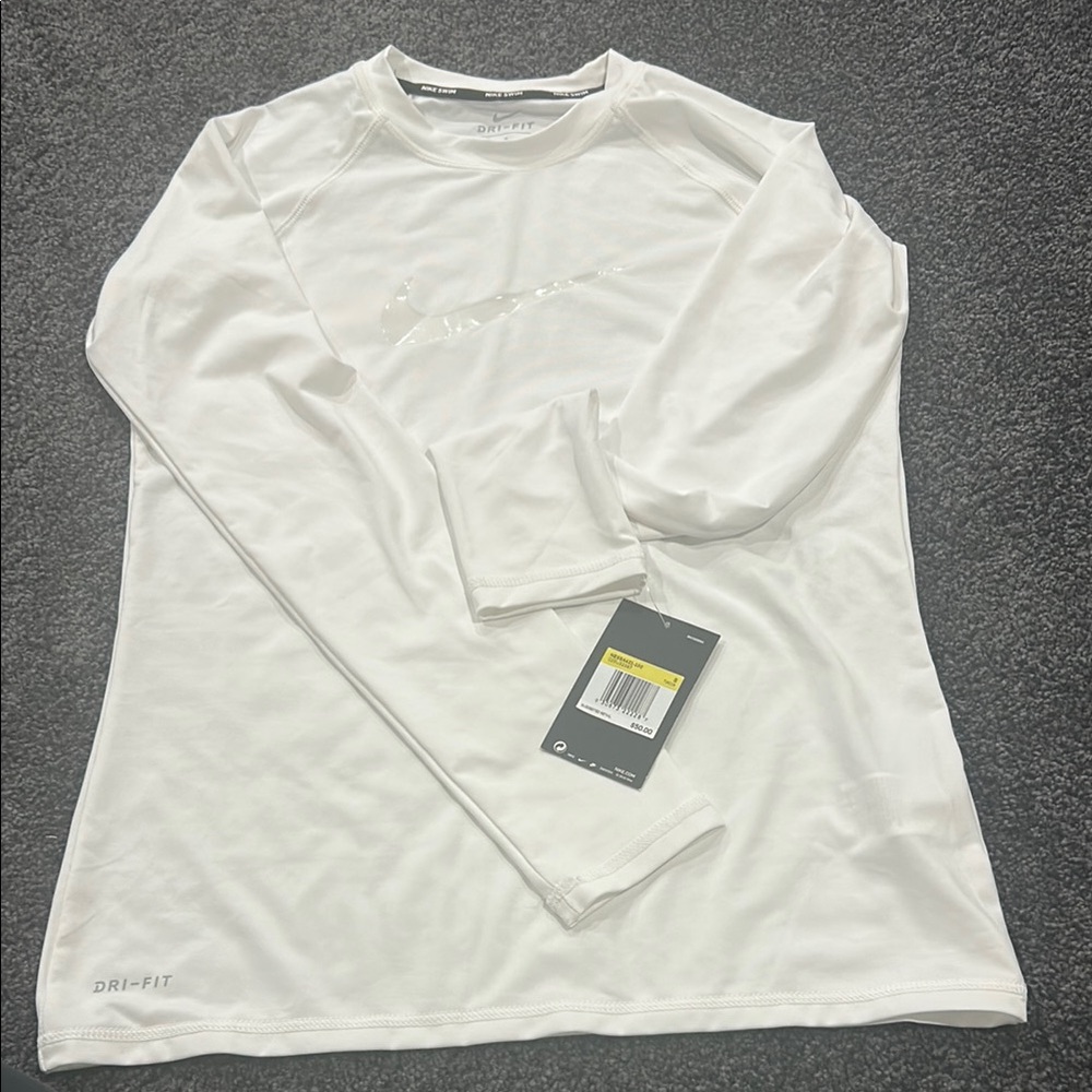 Nike White Long Sleeve swim shirt